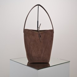 THE ROW Medium N/S Park Tote in Suede - Cacao Dark Brown