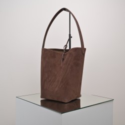 THE ROW Medium N/S Park Tote in Suede - Cacao Dark Brown