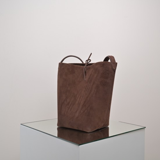 THE ROW Medium N/S Park Tote in Suede - Cacao Dark Brown