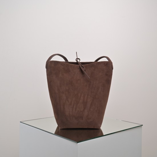 THE ROW Medium N/S Park Tote in Suede - Cacao Dark Brown