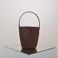 THE ROW Small N/S Park Tote in Suede - Cacao Dark Brown