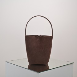 THE ROW Small N/S Park Tote in Suede - Cacao Dark Brown