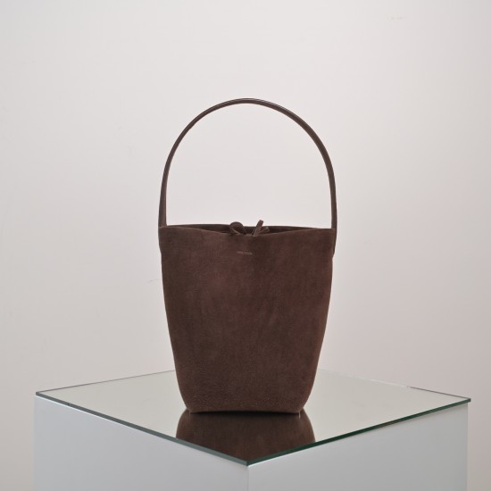 THE ROW Small N/S Park Tote in Suede - Cacao Dark Brown