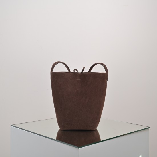 THE ROW Small N/S Park Tote in Suede - Cacao Dark Brown