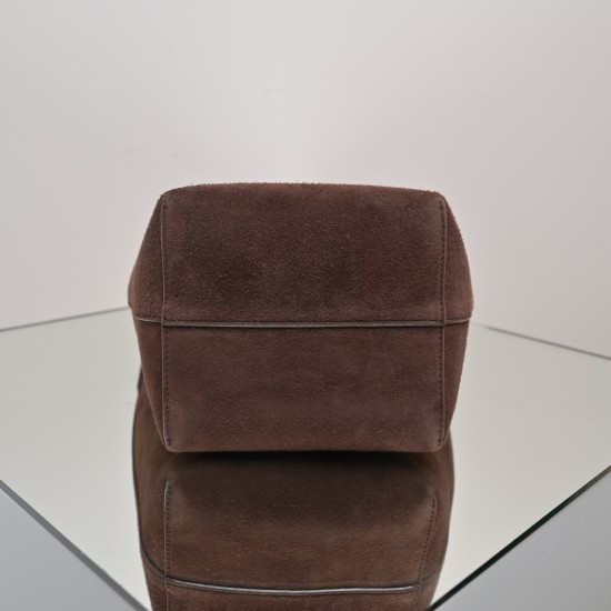 THE ROW Small N/S Park Tote in Suede - Cacao Dark Brown