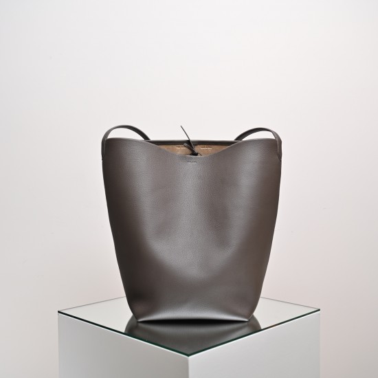 THE ROW Large N/S Park Tote Leather Bucket Bag - Taupe