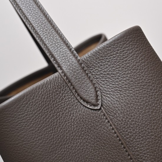 THE ROW Large N/S Park Tote Leather Bucket Bag - Taupe