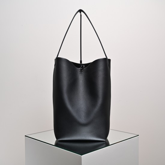 THE ROW Large N/S Park Tote Leather Bucket Bag - Black