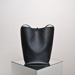 THE ROW Large N/S Park Tote Leather Bucket Bag - Black