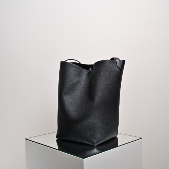 THE ROW Large N/S Park Tote Leather Bucket Bag - Black
