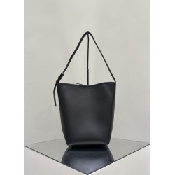 THE ROW Medium Park Leather Bucket Bag - Black