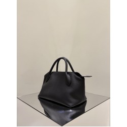 THE ROW Terrasse Bauletto Grainy Calfskin Bag - Black