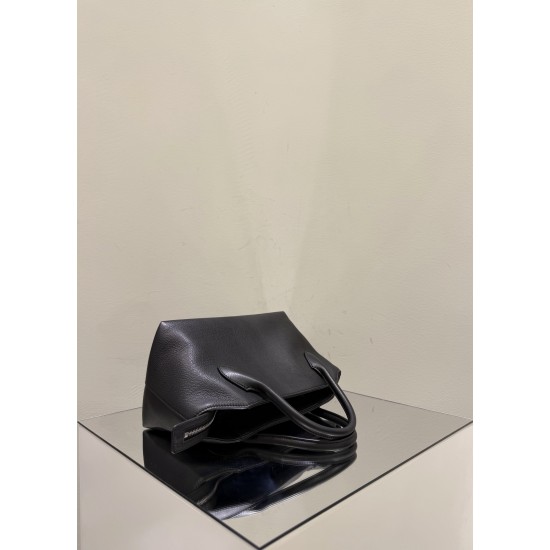 THE ROW Terrasse Bauletto Grainy Calfskin Bag - Black