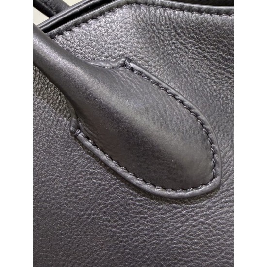 THE ROW Terrasse Bauletto Grainy Calfskin Bag - Black