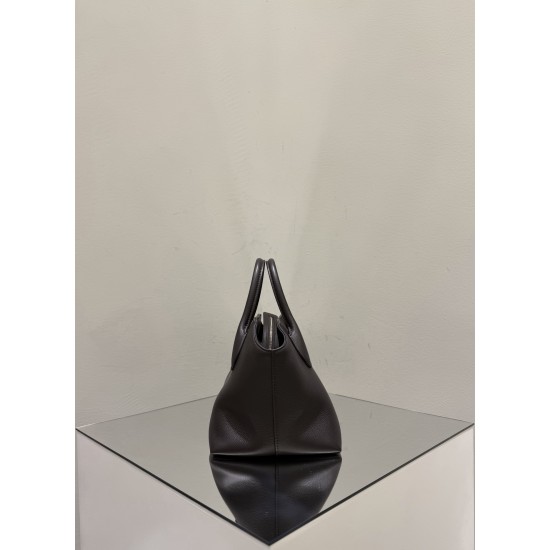 THE ROW Terrasse Bauletto Grainy Calfskin Bag - Dark Brown