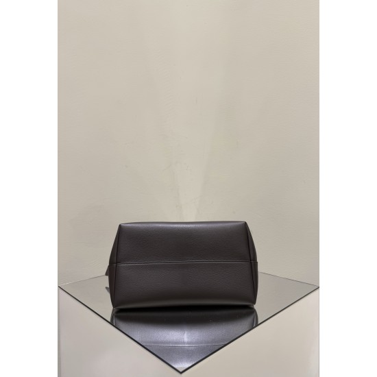 THE ROW Terrasse Bauletto Grainy Calfskin Bag - Dark Brown