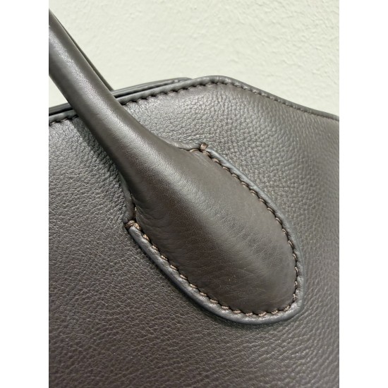 THE ROW Terrasse Bauletto Grainy Calfskin Bag - Dark Brown