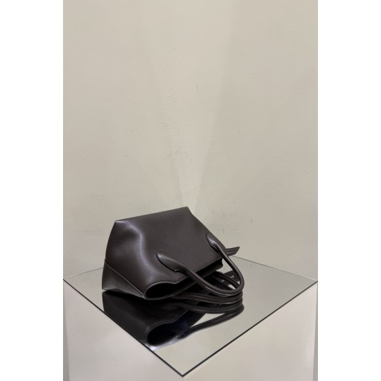 THE ROW Terrasse Bauletto Grainy Calfskin Bag - Dark Brown
