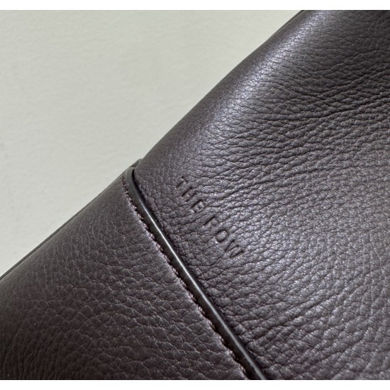 THE ROW Terrasse Bauletto Grainy Calfskin Bag - Dark Brown