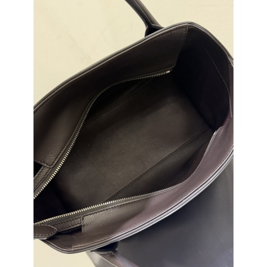 THE ROW Terrasse Bauletto Grainy Calfskin Bag - Dark Brown