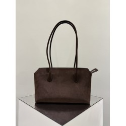 THE ROW Terrasse Smooth Saddle Leather Bag - Ebony Brown