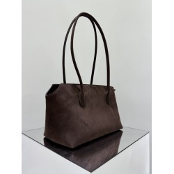 THE ROW Terrasse Smooth Saddle Leather Bag - Ebony Brown
