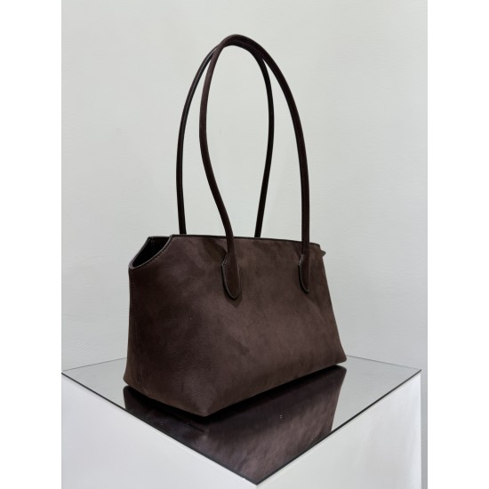 THE ROW Terrasse Smooth Saddle Leather Bag - Ebony Brown