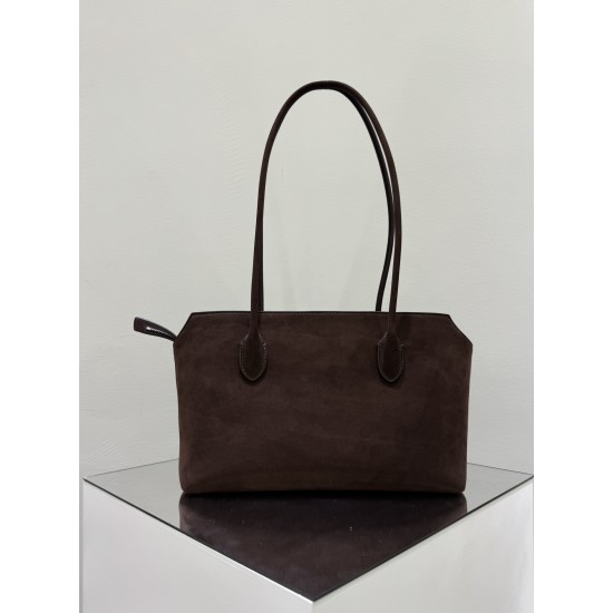 THE ROW Terrasse Smooth Saddle Leather Bag - Ebony Brown