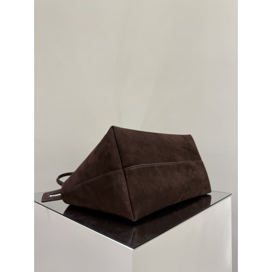 THE ROW Terrasse Smooth Saddle Leather Bag - Ebony Brown