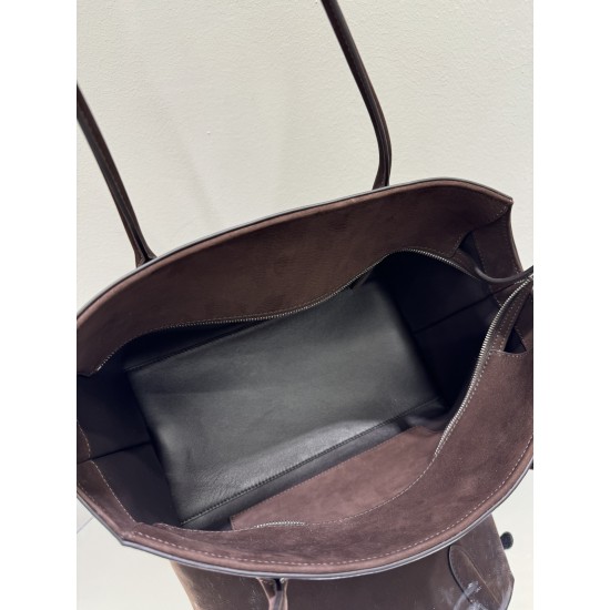 THE ROW Terrasse Smooth Saddle Leather Bag - Ebony Brown