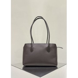 THE ROW Terrasse Smooth Saddle Leather Bag - Dark Brown
