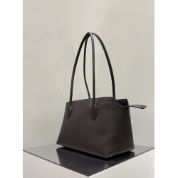 THE ROW Terrasse Smooth Saddle Leather Bag - Dark Brown