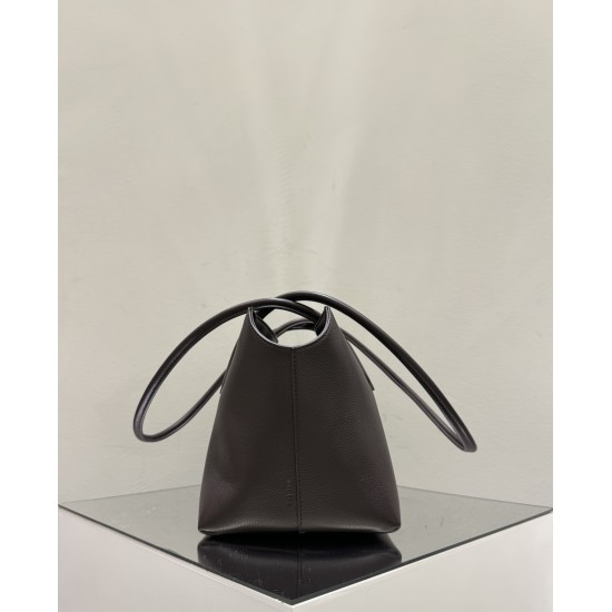 THE ROW Terrasse Smooth Saddle Leather Bag - Dark Brown