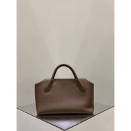 THE ROW Terrasse Bauletto Grainy Calfskin Bag - Tawny Brown