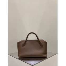 THE ROW Terrasse Bauletto Grainy Calfskin Bag - Tawny Brown
