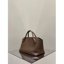 THE ROW Terrasse Bauletto Grainy Calfskin Bag - Tawny Brown