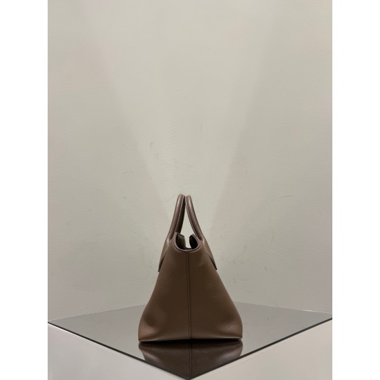 THE ROW Terrasse Bauletto Grainy Calfskin Bag - Tawny Brown