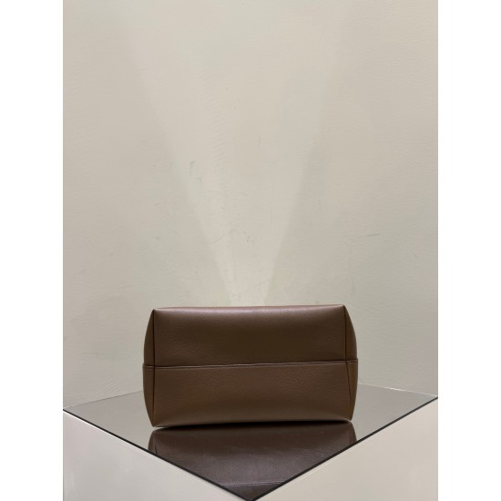 THE ROW Terrasse Bauletto Grainy Calfskin Bag - Tawny Brown