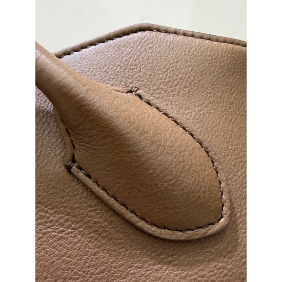 THE ROW Terrasse Bauletto Grainy Calfskin Bag - Tawny Brown