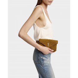 Saint Laurent Cassandre Small YSL Pouch Clutch Bag in Raffia