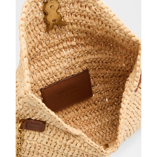 Saint Laurent Envelope Flap YSL Pouch Bag in Raffia