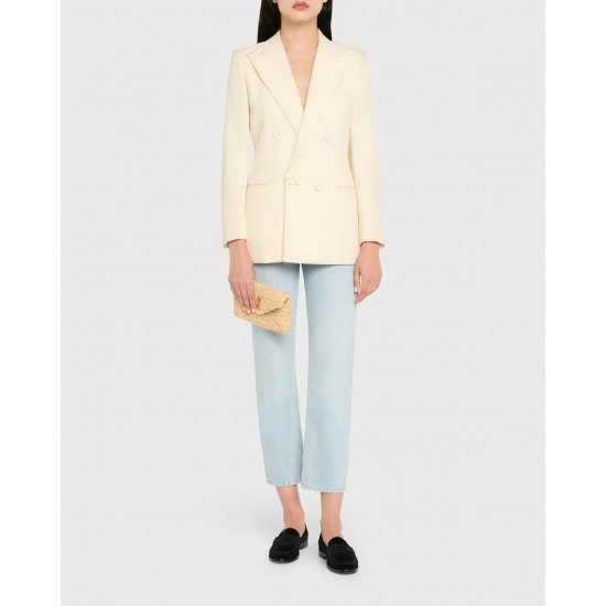 Saint Laurent Envelope Flap YSL Pouch Bag in Raffia
