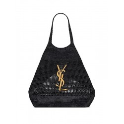 Saint Laurent Icare Tote Bag in Raffia- Black