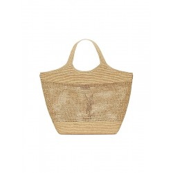Saint Laurent Icare Tote Bag in Raffia- Naturel And Brown Gold