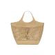 Saint Laurent Icare Tote Bag in Raffia- Naturel And Brown Gold