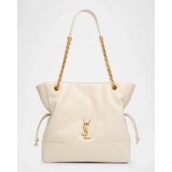 Saint Laurent Jamie 4.3 Small YSL Tote Bag in Quilted Leather Biancocrem