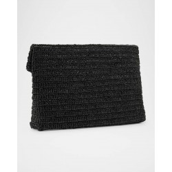 Saint Laurent Large Envelope Flap YSL Clutch Bag in Raffia