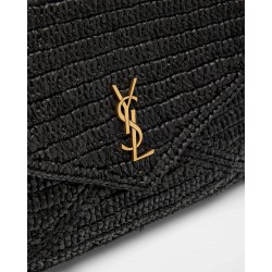 Saint Laurent Large Envelope Flap YSL Clutch Bag in Raffia