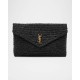 Saint Laurent Large Envelope Flap YSL Clutch Bag in Raffia