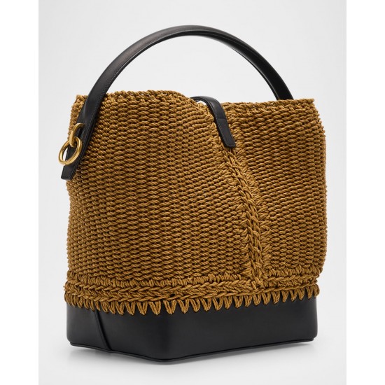 Saint Laurent Le 37 YSL Bucket Bag in Raffia and Leather Saint Laurent Le 37 YSL Bucket Bag in Raffia and Leather